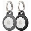 POCARDO Custodia per Apple AirTag | portachiavi con anello e cinturino | guscio resistente in policarbonato | 2 pezzi nero e grigio