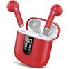 Jesebang Cuffie Bluetooth, Auricolari 5.4 con Stereo HiFi Immersivo, Auricolare | 4 HD Mic, Mini Cuffiette Bluetooth IP7 Impermeabili,Jesebang Cuffie Senza Fili per iphone/samsung,LED,30 Ore, Rosso(2026)
