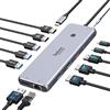 Selore&S-Global Docking Station C Triple Display 13 in 1 Hub Dual HDMI 3 Monitor 2 x 4K HDMI, DisplayPort, 10G USB 3.1, USB 3.0, Gigabit Ethernet, 100W PD, Data Transfer, Audio/Mic