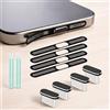 Generic Confezione da 4 tappi per porte di ricarica USB C di tipo C, antipolvere per altoparlanti, compatibili con iPhone 17/16/15, con 4 set di pulizia a rete per altoparlanti, nero