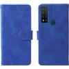 Generico Compatibile con TCL 20R 5G (TCL 20 R 5G) T767H / 20 AX 5G / TCL Bremen 5G Custodia COVER STAND flip LIBRO gel PORTAFOGLIO magnetica protezione eco pelle porta carte vano card (blu)