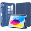 MoKo Brillante Cover per iPad (A16) 11/ 10a Gen. 10,9, Denim | Cover Protettiva PU-Leder Dreifach Falt Klapp Schutzhülle Con Portapenne Supporto Glitterata con Trasparente Brillante