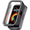 Generic Custodia protettiva rigida con diamanti glitterati per Huawei Band 10/9/8 - Custodia protettiva rigida in policarbonato - Custodia protettiva per Smart Watch - Per donne e ragazze -