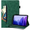 Generico DayQiQiPu Custodia per Samsung Galaxy Tab S7+ Plus SM-T970/T976B/T975 12,4 Pollici Caso Retrò in Pelle PU Flip Stand Cover Portafoglio Guscio dalla Texture Morbida e Auto Wake/Sleep,Verde