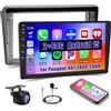 Inefala 9 2G+64G per Peugeot 407 2004-2008 Autoradio Android 15 con Wireless CarPlay Android Auto Mirror Link Touchscreen Stereo Auto 2 Din con GPS WiFi FM/RDS USB SWC Mic Retrocamera