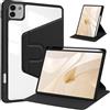 Tieeyivv Custodia per Honor Magic Pad 3 Cover con Supporto per Matita, Auto Sveglia/Sonno, Custodie a Libro a 360 Gradi di Rotante + PC Trasparente Cover (nero)