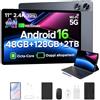 POPUX P11 Pro Tablet Android 16,2.4K 90Hz Tablet 11 Pollici con Gemini AI, 48 GB RAM + 128 GB ROM, T7250 Octa-Core, 13 MP + 5 MP, 8800mAh, Wi-Fi 5G, Cuffie, Tablet con Tastiera e Penna, Mouse, Grigio