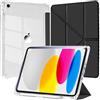 EspZanthic Custodia per iPad A16 11a/10a Gen 2025 2022 Cover Portapenne Case Nero | Porta Pencil Bumper TPU Morbido Retro Trasparente Supporto a Y Sottile Antiurto Leggero Antiscivolo Scuola Auto Wake Sleep