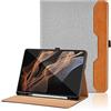 Oduio Custodia per Samsung Galaxy Tab S8 Ultra 14,6 Pollici 2022 Pelle Tablet Case con S Pen Holder, Multi-Angli Supporto Pieghevole Cover Protettiva con Tasca, Auto Sveglia/Sonno - Grigio