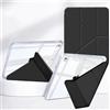 Rosbtib Custodia per iPad 9.7 (6a/5a Generazione Modello 2018/2017) / iPad Air 1/2 / iPad 6/5, Coperchio del supporto pieghevole a più viste, pannello posteriore trasparente con portapenne, Nero