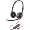 PLT Poly Blackwire 3220 Cuffia cablata - Microfono a cancellazione di rumore - Design stereo - Collegamento a PC/Mac tramite USB-C o USB-A - Funziona con/Teams, Zoom