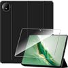 Heioloo Custodia per Honor Magic Pad 2 12.3 Cover in Pelle Case, + [1 Pezzi] Vetro Temperato Pellicola Protettiva [Auto Svegliati/Sonno][Supporto Funzione ] [Anti-Scratch] Nero