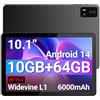 DigiLand Android 14 Tablet da 10,1 pollici,10 GB di RAM,64 GB di ROM,TF espandibile,processore octa-core, touch screen IPS HD 1280 * 800, WiFi 5G/2.4G,BT 5.0,doppia fotocamera, batteria da 6000 mAh