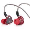 Linsoul Salnotes Zero HiFi 10 mm Dynamic Driver In-Ear Auricolare IEM | con Diaframma in Metallo Composito in Acciaio Inossidabile, Cavo OFC Staccabile a 2 Pin (Rosso, Senza Mic)