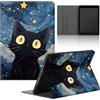 Yimctoie Tablet Cover per iPad Pro 12,9 2021/2020/2018, 6,/5,/4,/3, Generation,Cartoon Anime Kawaii Black Cat Modello Custodia Stand Multi-Angoli PU Flip Cover Soft TPU Bumper Silicone Case,Kawaii
