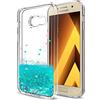 Gypsophilaa Cover Samsung Galaxy A5 2017, Lyzwn 3D Glitter Liquido Sabbie Mobili Trasparente Morbido TPU Silicone Custodia per Galaxy A5 2017 Brillantini Sequin PC Posteriore Protettiva Case