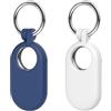 AIYAAIYA 2 Pezzi Custodia per Samsung Galaxy SmartTag2: AIYAAIYA Protezione in Silicone per Antiurto Progettata per Smart Tag 2 (2023) con Portachiavi per Portachiavi Portabagagli Zaino Pet (Blu + Bianco)