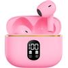 Generico Auricolari Bluetooth 5.4 In-Ear Senza Fili con Display LED e Touch Control - Cuffie Wireless con Microfono, Audio HD, Ricarica Rapida (Rosa)