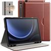 JETech Cover Business per Galaxy Tab S10 Lite/S10 FE/S9 FE 10,9, Marrone | Custodia Design in Pelle PU, S Pen Holder, Tasca, Visione Multi-Angolo