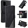 QiongniAN Custodia per Oppo A53 2020,Custodia in Pelle Custodia per Oppo A53S 2020,Custodia per Oppo A53 2020 CPH2127 / A53S 2020 CPH2135 / A32 2020 PDVM00 / A33 2020 Custodia Cover Case Black