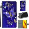 TOMYOU Cover per Xiaomi Poco X3 Pro / X3 / Poco X3 NFC, farfalla blu | Antiurto Protettiva Portafoglio, Slot per Schede, Magnetica, Custodia in Pelle PU, Libro Flip,Funzione Stand