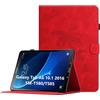Oduio Custodia per Samsung Galaxy Tab A6 10.1 Pollici (SM-T580/T585) 2016 Cover in Pelle PU Case Coperchio Multi-Angli Supporto Pieghevole Cover Protettiva con Chiusura Magnetica,Auto Sveglia/Sonno-Rosso