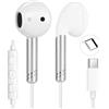 yobola Cuffie con Filo USB-C per iPhone, Auricolari In-Ear Tipo C Cuffiette | per Samsung Huawei Smartphone Android Tablet Laptop Sports, Controllo Chiamate/Volume/Musica, Stereo HiFi Pro, Comodo, Bianco
