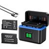 ENEGON Batteria Insta 360 X5 Set, capacità - 2800 mAh, 2 pezzi per set, dotato di un pratico caricabatterie di stoccaggio con display LCD