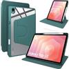 Lemxiee Cover per Samsung Galaxy Tab S12 & Tab S11 11 Case per supporto rotante & Slot per penna Custodia in pelle PU + Acrilico trasparente