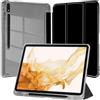 EspZanthic Custodia per Samsung Galaxy Tab S8 2022/S7 2020 11 Pollici con S Pen Holder, Chiaro Trasparente Retro Conchiglia Sottile Antiurto Tablet Cover, Auto Sveglia/Sonno, Nero
