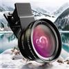 Generic Kit obiettivo grandangolare 0,45X e macro, con clip per fotocamera del telefono cellulare, per fotografia con smartphone, funzione zoom ottico, clip universale
