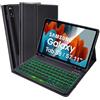 SOPPY Custodia con tastiera per Samsung Galaxy Tab S8/Tab S7, senza fili, illuminazione a 7 colori, custodia protettiva con portapenne per Tab S8 11 2022/Tab S7 11 2020 - QWERTZ tedesco, nero