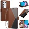 Generico DayQiQiPu Custodia per ZTE Nubia RedMagic 11 Air (6,85 Pollici) Cover in Pelle PU con Colori Dopamina Custodia a Portafoglio Ribaltabile Antiurto Caso con Cinturino da Polso, Marrone