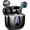 NAILAO Cuffie Bluetooth, Auricolari Bluetooth 5.4 con 4 ENC HD Mics Immersivo, 40Ore Mini Cuffie Wireless Cancellazione Rumorecon, Touch Control, LED, IP7 Cuffiette Bluetooth per Androide/iOS, USB-C, Nero