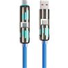 Generisch Cavo di ricarica USB 4 in 1 con funzione di ricarica rapida, borsa per il trasporto per USB-C e USB, potenza massima 240 W, cavo con indicatore luminoso per dispositivi versatili, trasferimento dati