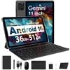 RUSHAR Tablet 11 Pollici Android 16 con 36GB RAM+512GB ROM (2TB TF), 4G LTE & 5G WiFi, Octa-Core, 2000 * 1200, Widevine L1, 8000mAh, 13MP+8MP, GPS, Face ID, BT 5.0, Tablet con Tastiera, Nero
