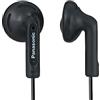PANASONIC Auricolari stereo con suono confortevole, chiaro e potente. Include cavo da 1,2 m con jack per cuffie Miniplug da 3,5 mm - RP-HV096-K - Auricolari in-ear (nero)