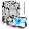 TUOLISG Custodia per Honor Pad X8a 11 pollici 2024, custodia a libro in pelle PU con supporto funzionale slot per carte e chiusura elastica, tigre bianca