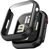 TAURI Cover per Apple Watch SE 3/2/1, Series 6/5/4 44mm,Nero | Con Pellicola Protettiva,Vetro Temperato Integrato, Custodia ad Alta Sensibilità Touch, Design in PC Rigido, 2 Pezzi