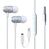 AMPLE Per auricolari Google Pixel 7A,Pixel 6A,Pixel 7 Pro,Cuffie stereo stereo con basso cablato (adattatore USB C a jack da 3.5 mm incluso) Auricolari con controllo del volume in linea (argento)