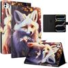 LSPCASA Custodia per iPad Pro 11 Pollici M5/M4 Custodia 2025/2024 iPad Pro 6./5. Generazione PU Pelle Folio Flip Case per con Scomparti per Carte Supporto Portafoglio Tablet Cover Fiori di Volpe