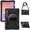 Gerutek Cover per Samsung Galaxy Tab S10 Lite/S10 FE/S9 FE/S9/S8/S7, Nero | Custodia Robusta Antiurto con Supporto Girevole a 360°, Cinghia per Mano/Spalla, Portapenne