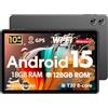 Hasskya 10 Pollici Android 15 Tablet con 18GB RAM + 128 ROM, 6000mAh, 5MP+8MP | Compatibile con Widevine L1 Octa-Core, WiFi 6, 1TB Espansibile, T30, GMS, GPS, Grigio
