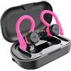 APEKX Cuffie Sportive Wireless, IPX7, Impermeabili, Suono Stereo, Microfono Integrato, con Custodia Magnetica Portatile per IOS, Andriod (Rosa)