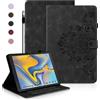 Auslbin Custodia per Samsung Galaxy Tab A 10.5 2018, Cover Protettive Retrò Tab SM-T590/T595 in Tinta Unita in Rilievo, Design con Fibbia Magnetica, Funzione Supporto, Nero