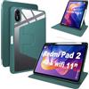 Lemxiee Cover per Xiaomi Redmi Pad 2 11 Case Custodia in pelle PU + Acrilico trasparente per supporto rotante & Slot per penna
