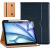 DTTO - Cover per iPad Air 11 M3/M2 (2025/2024), iPad Air 5a/4a generazione (2022/2020), a portafoglio, in pelle di alta qualità, con supporto per matita, spegnimento automatico, blu