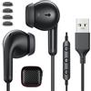 ASKUBSKU USB Auricolari PC con Cavo 2,3Metri, Leggere Auricolare Gaming per Laptop | In Ear Cuffie con Microfono Funzione Silenziosa Controlli Audio Cancellazione rumore per Ufficio PS 4 5 Giochi Streaming Live