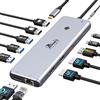 LIONWEI Docking Station USB C Triplo Display 13 in 1 Docking Station laptop Doppio Monitor Hub USB-C Dual HDMI Adapter con 2x 4K HDMI, Displayport, 8 USB-C/A Porte, Ethernet, 100W PD, Audio/Mic per Dell, HP