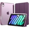 MoKo Cover per iPad Mini 7 A17 Pro, iPad Mini 6a Gen 8,3, Viola Scuro | Portapenna, Retro in PC Rigido Traslucido, Supporto Multi-angolo, Leggero, Antigraffio, Sospensione/Risveglio Automatico